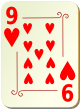 Изображение игральной карты с орнаментом "Heart 9" (Heart 9)