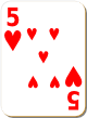 Изображение игральной карты с белым фоном "Heart 5" (Heart 5)